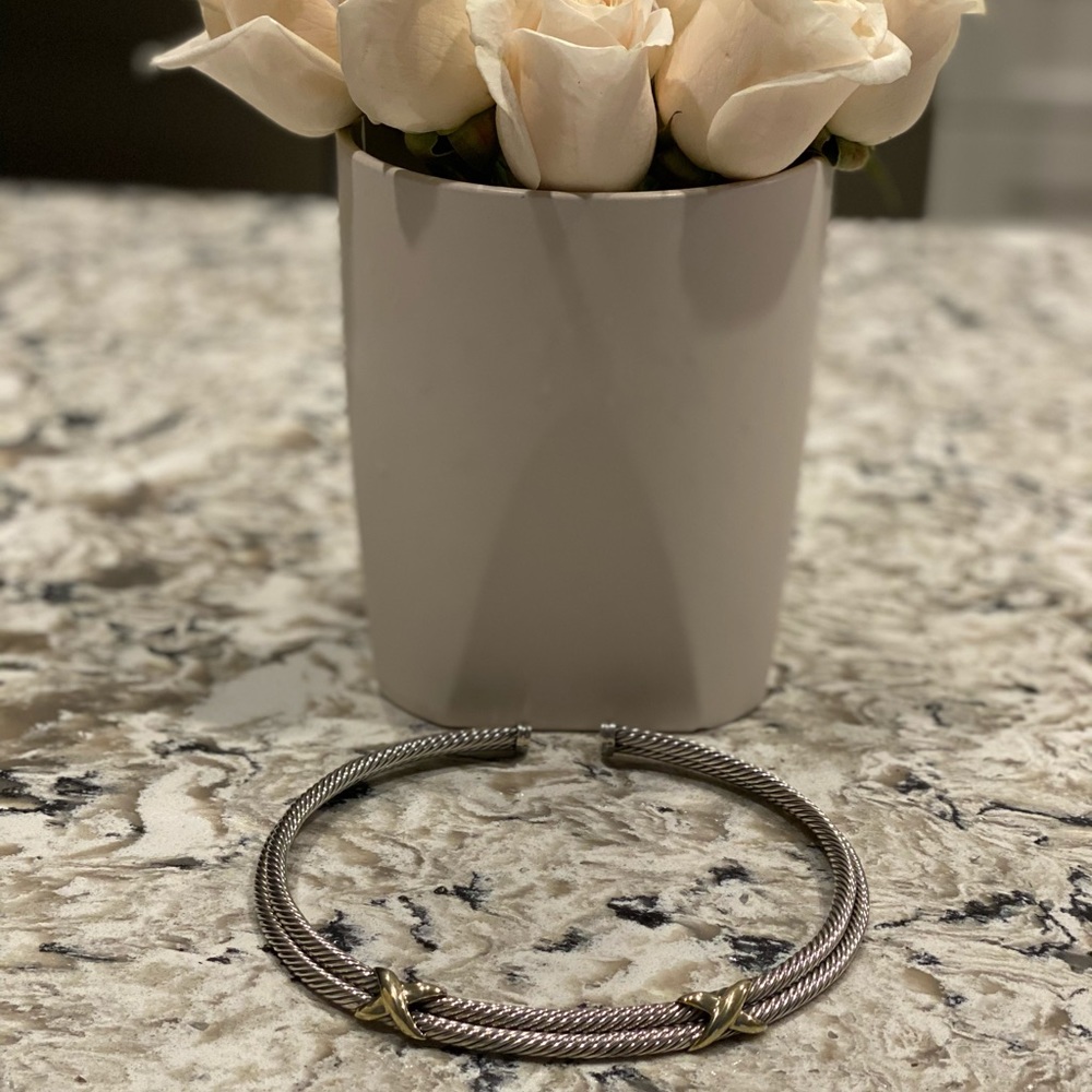 David Yurman Sterling Double Cable 14KG X Choker